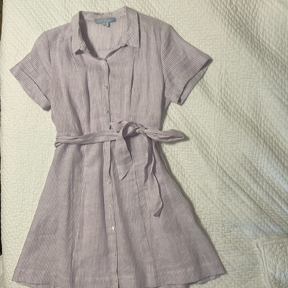 Hill House Lilac Stripe Linen Laura Dress